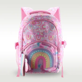 Австралийский оригинальный детский школьный рюкзак Smiggle, женский рюкзак для начальной школы, Розовая радуга, Корейская версия, 7-12 лет, 16 дюймов