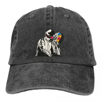 Летняя кепка, Цветной шлем с солнцезащитным козырьком, хип-хоп Кепки Daft Punk, группа электронной музыки, Ковбойская шляпа, Остроконечные шляпы для папы-дальнобойщика
