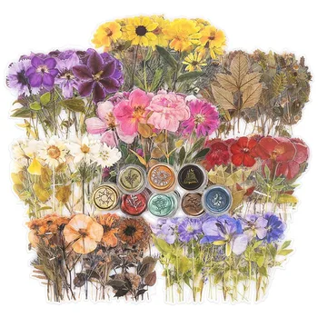 320 шт. Набор наклеек на тему прессованных цветов, сухоцветы, наклейки из смолы, наклейки для ведения цветочного ботанического дневника, многоцветные