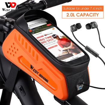 WEST BIKING Велосипедная сумка из ТПУ с жестким корпусом, сенсорный экран 6-7,4 