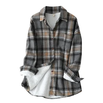 Женская осенне-зимняя клетчатая свободная рубашка с длинными рукавами в стиле ретро, простая и модная, новая универсальная женская одежда 2023
