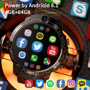 Модные Смарт-часы LOKMAT APPLLP 3 Pro с 4G SIM-картой, Двойной Камерой, GPS, WIFI, 4G + 64G, Умными Часами, Фитнес-Трекером, Спортивными Часами Andriod