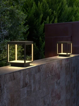 Солнечная наружная колонна, головной светильник, водонепроницаемый современный минималистичный ландшафтный светильник для внутреннего двора виллы, наружный настенный светильник, дверной столб, светильник