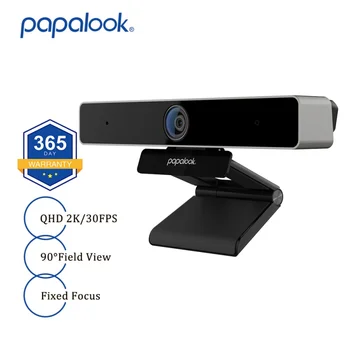 Веб-камера 2K 30fps 1080P, Веб-камера PAPALOOK PA920 FHD USB с Фиксированным Фокусом и 2 DSP МИКРОФОНАМИ/Штативом /Защитной Крышкой, для Потоковой передачи с ноутбука