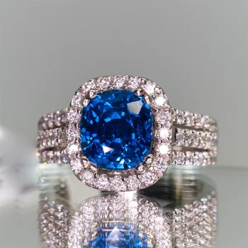 Роскошные женские кольца из стерлингового серебра 925 пробы, сердце, стрела, Синий квадратный циркон, Кольца для женщин, Обещающие любовь, Обручальное кольцо для новобрачных, ювелирные изделия