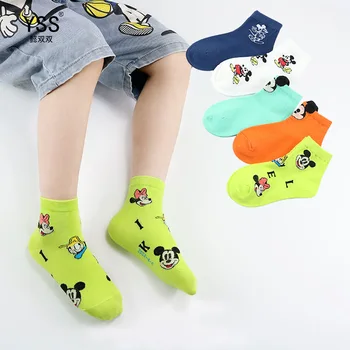 5 Пар /лот, детские носки из чистого хлопка, новая корейская версия носков с мультяшным Микки, детские носки из чесаного хлопка, детские носки