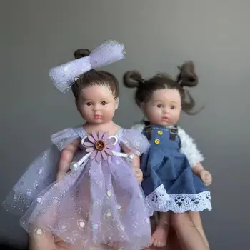 16 см Твердая силиконовая кукла-принцесса, имитирующая игрушку, подарок на день рождения, кукольное тело, 1/8 Возрожденного силикона, полное тело