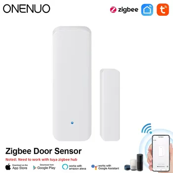 ONENUO Tuya Zigbee Дверной Датчик Smart Home Security Оконный Детектор Автоматическая Раздвижная Дверь Магнитный Контактный Датчик Alexa Google