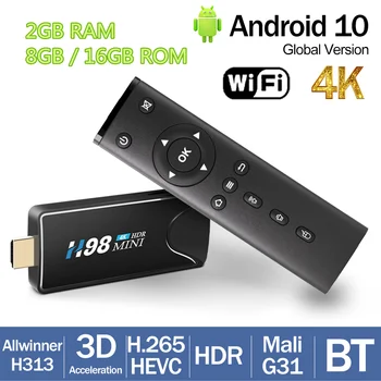 H98 Mini Smart TV Stick Android10.0 Allwinner H313 2GB 16GB/8GB OTG 3D USB 2.4G 5GWifi 4K HD Медиаплеер ТВ-ключ для HDTV