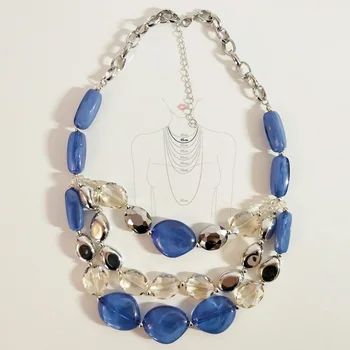 Ожерелье с бусинами, модные ювелирные изделия, 3 ряда, подарок для вечеринки для леди