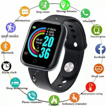 Смарт-часы Y68 Мужские Женские наручные часы D20 Smartwatch Электронные часы Фитнес-монитор Подарок на День рождения для браслета Xiaomi Huawei