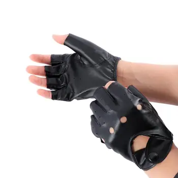 Новые перчатки без пальцев Женские модные перчатки для вождения из искусственной кожи с полупальцами