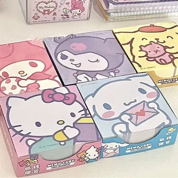 250шт Бумага для заметок Sanrio Hello Kitty Kawaii Kuromi Melody Cinnamoroll Note Декоративная Бумага для школьных канцелярских принадлежностей для студентов