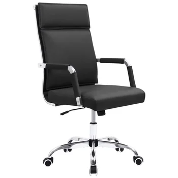Офисное кресло для руководителя, регулируемое поворотное рабочее кресло, конференц-кресло из искусственной кожи с подлокотниками, черный
