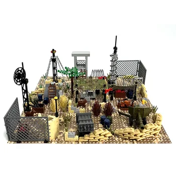 База казарм лагеря в пустыне, военные строительные блоки MOC, Радиолокационная вышка, Артиллерийский караул, Оборонительные кирпичи, игрушки, совместимые с LEGO
