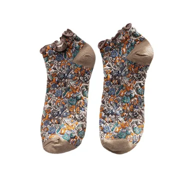 Весной и летом Хлопчатобумажные носки нового стиля, носки в стиле Ретро с цветами и грибками, Удобные дышащие носки в стиле лесного двора