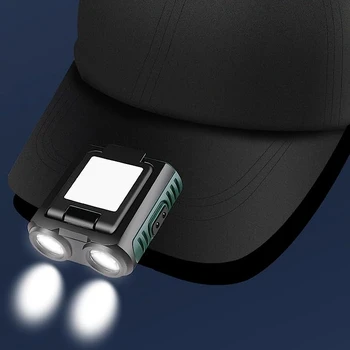 портативная фара с зажимом для шляпы, светодиодная лампа USB C, перезаряжаемый ручной индукционный выключатель, сильный свет для рыбалки, кемпинга