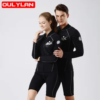 Топы для гидрокостюмов Oulylan из 2 мм неопрена, утепляющие гидрокостюмы, куртка с передней застежкой-молнией, Жилет для подводного плавания с защитой от ультрафиолета для мужчин и женщин