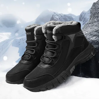 Мужские ботинки Зимние противоскользящие снегоступы Уличная Походная обувь из плюшевой кожи, высококачественные водонепроницаемые ботинки, повседневная обувь Для мужчин, Размер 46