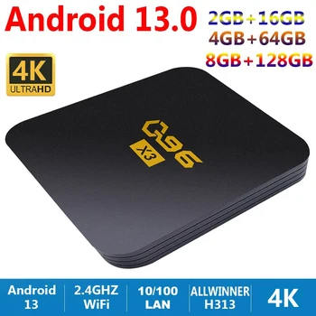X3 Smart TV Box Android 13 Allwinner H313 Четырехъядерный 6K HDR UHD 8GB 128GB 2.4G WIFI Медиаплеер Телеприставка Для Домашнего Кинотеатра Новый