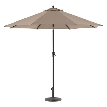 Рыночный зонт - Открытый Внутренний Дворик - Палубный Зонт - Зонт Для бассейна - Алюминиевая Рукоятка с наклоном - Олефиновый - 9 Круглых - Коричневый