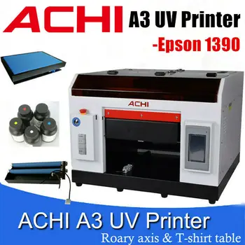 УФ-принтер формата A3 Epson1390 для планшетного цилиндрического стекла с металлическим 3D-тиснением с вращением