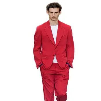 Костюм Homme На заказ Мужская одежда С отворотом Красного цвета, Мужские костюмы из 2 предметов (Пиджак + Брюки + Галстук), Модная Повседневная одежда Для вечеринок, Блейзер, брюки