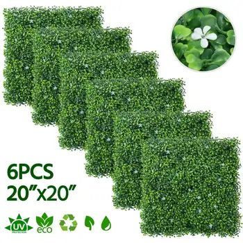 Панель из искусственной пластиковой зелени размером 20 x 20 дюймов, упаковка из 6 штук, зеленая