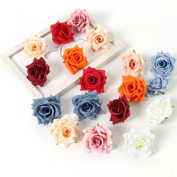 10шт Искусственных цветов розы 6 см, головки поддельных цветов для домашнего декора, Свадебные украшения, Гирлянды, подарки и Аксессуары