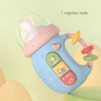 Детская музыкальная бутылочка, соска, погремушка для мягких зубов, игрушка-головоломка для новорожденных, мобильная игрушка-погремушка, жевательная резинка, успокаивающий вокал