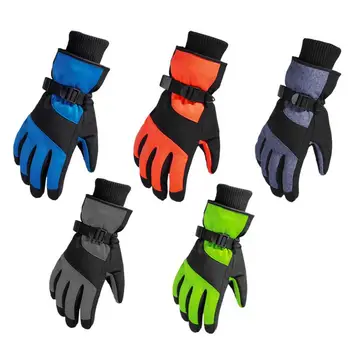 Велосипедные Лыжные перчатки, водонепроницаемые ветрозащитные зимние перчатки для снега С поводками на запястьях Для холодной погоды, катания на лыжах и спорта, перчатки на полный палец