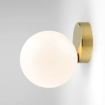 Прикроватная лампа для спальни современный простой золотисто-черный стеклянный шар светодиодный настенный светильник для прохода, коридора, гостиной, украшения дома, настенные светильники