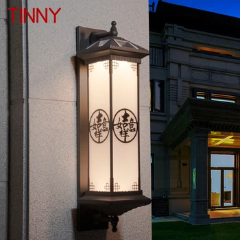 Жестяная уличная Солнечная настенная лампа, Креативный Китайский кофейный светильник, светодиодное водонепроницаемое IP65 для дома, виллы, балкона, двора