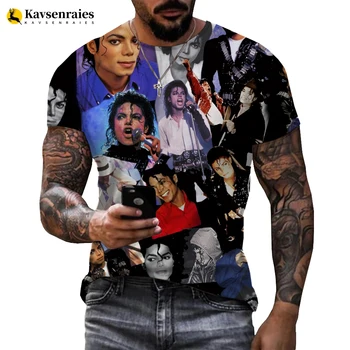 Новая классическая футболка с 3D принтом Майкла Джексона Для мужчин и женщин, модная футболка в стиле хип-хоп, повседневная Летняя уличная одежда, топы, тройники 6XL
