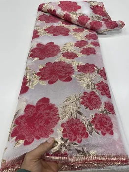 Парчовые Жаккардовые ткани Для женщин Для вечеринок Новейший материал для шитья из Африканской органзы Diy Bridal 2023 Шелковый атлас с Нигерийской вышивкой