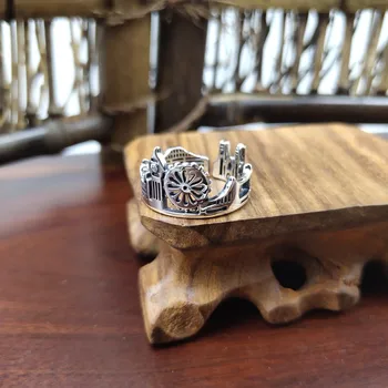 Колесо обозрения архитектурная серия из стерлингового серебра 925 пробы городское открывающее кольцо ниша в стиле Cool Wind пара шикарный