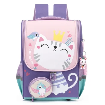 1-2 классы, мультяшные рюкзаки для начальной школы для девочек, школьная сумка с милым котом, детский рюкзак с динозавром для мальчиков