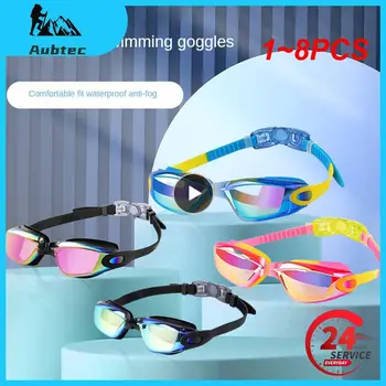 1-8 шт. Профессиональные Красочные Детские Силиконовые плавательные очки с защитой от запотевания, УФ-очки для плавания, Водонепроницаемые Силиконовые очки для плавания