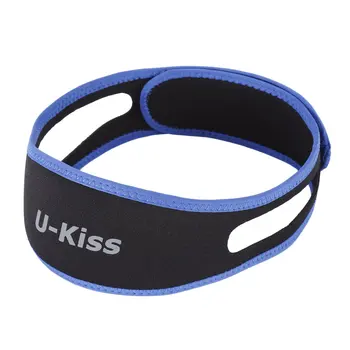 U-Kiss Защита От храпа, фиксатор для подбородка, поддерживающий ремень для челюсти, улучшающий сон, Регулируемый черный и синий мягкий Материал