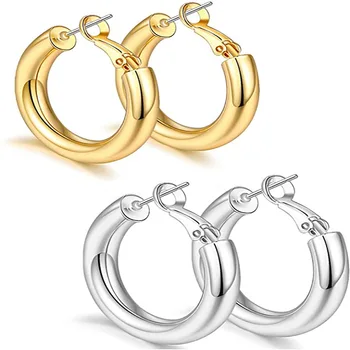 Модные серьги-кольца С-образной формы для женщин, простые геометрические серьги-кольца из нержавеющей стали, ювелирные изделия унисекс для вечеринок, подарок
