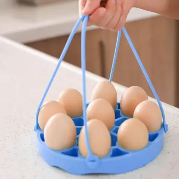 Совместимая подставка для приготовления яиц с ручкой из силикона, прочная конструкция, кухонные принадлежности для приготовления яиц на 9 отверстий