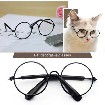 Декоративные очки для кошек с круглыми линзами, прочные пластиковые очки для костюмов кошек, легкие Удобные портативные принадлежности для вечеринок с домашними животными