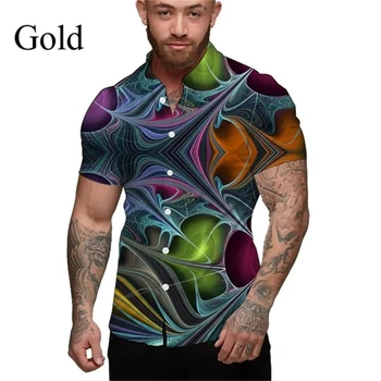 Персонализированные рубашки серии абстрактных узоров Рубашка с 3D принтом Гавайская пляжная рубашка Повседневные летние модные короткие рубашки Harajuku