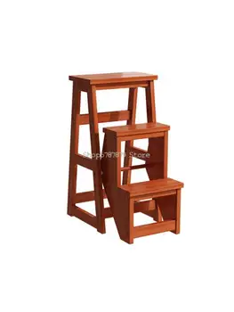 Бытовая лестница из массива дерева Табурет двойного назначения Многофункциональный лестничный стул Складной табурет для лазания Простая Двухступенчатая лестница