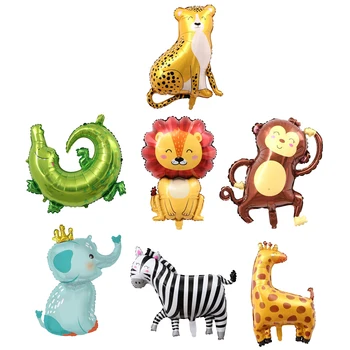 7шт. Аллигатор, Жираф, слон, украшения для вечеринок с животными в джунглях для детей, надувные изысканные воздушные шары из фольги в зоопарке, Обезьяна