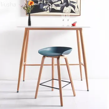 Барный стул современный простой домашний барный стул в скандинавском стиле из массива дерева, повседневный дизайнерский барный стул, барные стулья