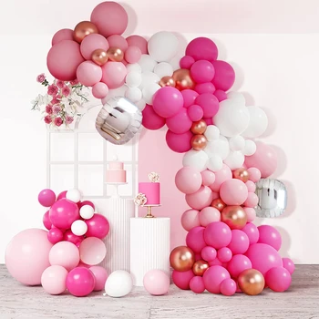 Розовый Комплект для гирлянды из воздушных шаров Macaron из розового Золота, Украшение для вечеринки по случаю Дня Рождения, Детская Свадьба, Принадлежности для вечеринки по случаю Дня рождения, Балон для Душа ребенка