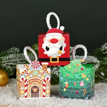 8шт Подарочных коробок с Рождеством Христовым, Мультяшный Санта-Клаус, Рождественская елка, Упаковочная коробка, Подарки для Рождественской вечеринки, украшения, Новый год