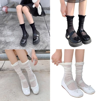 Милые женские Носки, Винтажные Кружевные Носки, Прозрачные носки, Чулки для девочки