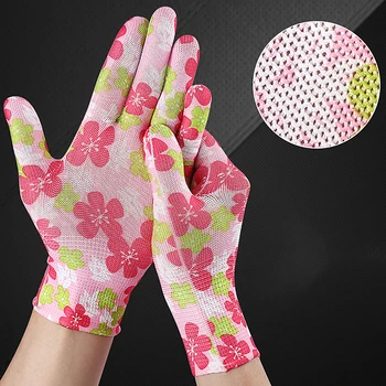 1 пара цветочных садовых перчаток для уборки двора с пальмовым покрытием, Женские нескользящие рабочие перчатки, нескользящие бытовые перчатки для защиты труда